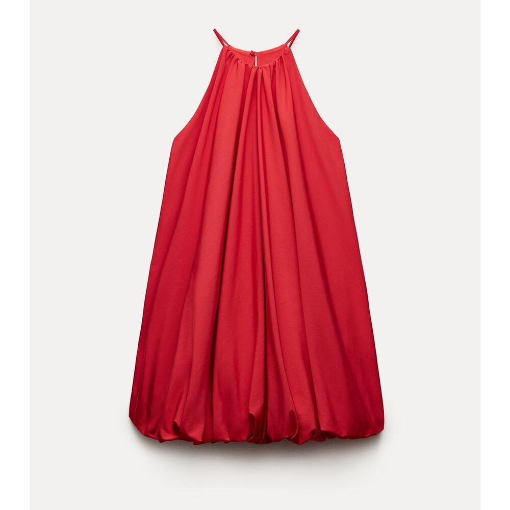 ZARA Red Halter Balloon Mini Dress NWT Blogger Favorite - Picture 15 of 16